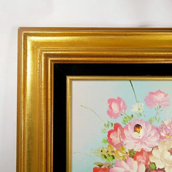 Robert Cox 14x15" Signed Oil Painting Pink Rose Bouquet Vintage Floral Art - Picture 4 of 10